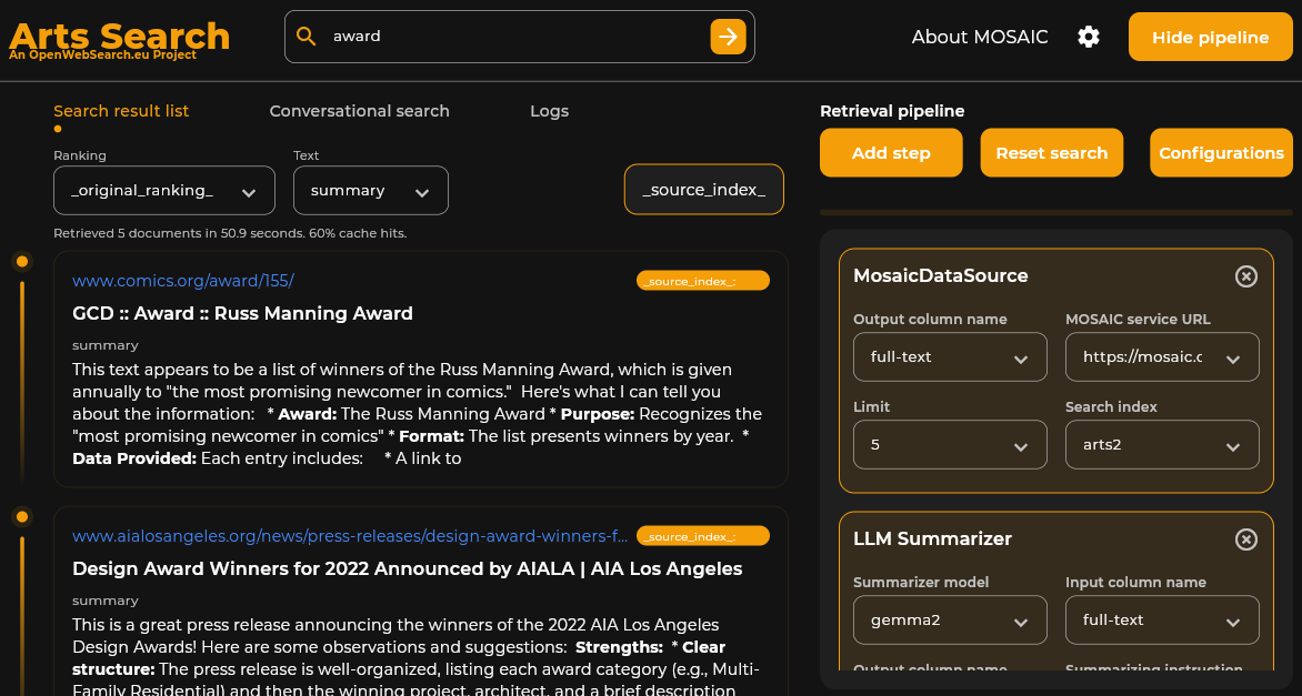 Arts Search Engine
